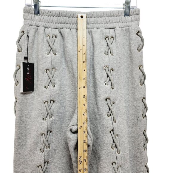 Luxe Allure Lace-Up Grey Womens Sweatpants Size XL - Picture 12 of 13